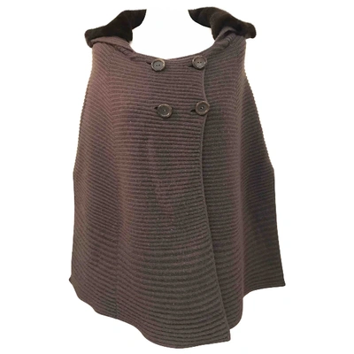 Pre-owned Agnona Cashmere Poncho In Grey
