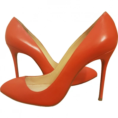 Pre-owned Christian Louboutin Corneille Leather Heels In Orange