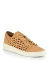 Michael Kors Violet Woven Leather Lace-up Sneakers In Peanut