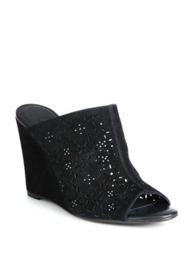 Joie Anita Open Toe Leather Wedge Sandals In Black