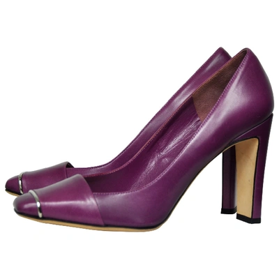 Pre-owned Dior Leather Heels In Purple