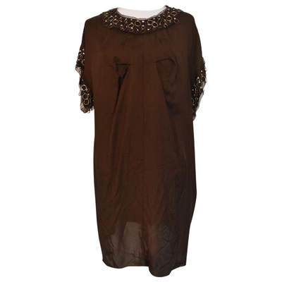 Pre-owned Missoni Silk Mini Dress In Brown