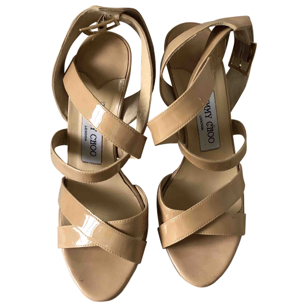 Pre-owned Jimmy Choo Beige Patent Leather Sandals | ModeSens