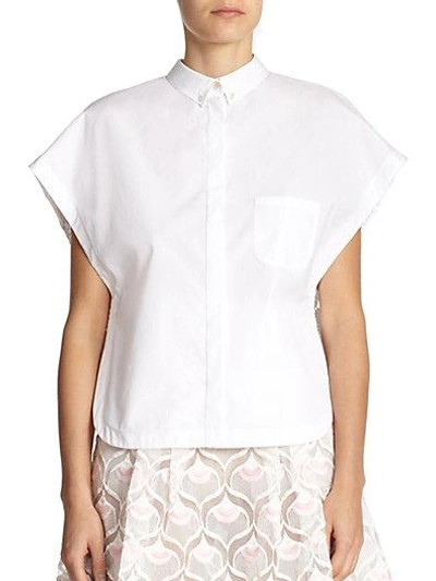 Giamba Lace-embroidered Poplin Blouse In White