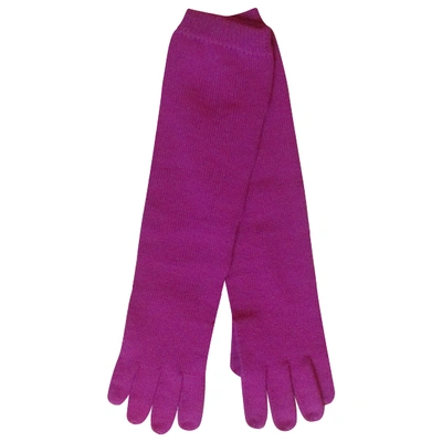 Pre-owned Guy Laroche Wool Long Gloves In Pink