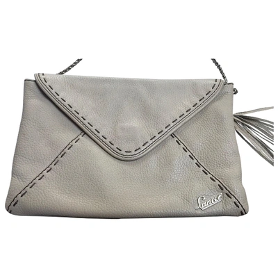 Pre-owned Lancel Leather Clutch Bag In Beige