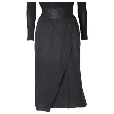 Pre-owned Versace Linen Mid-length Skirt In Black