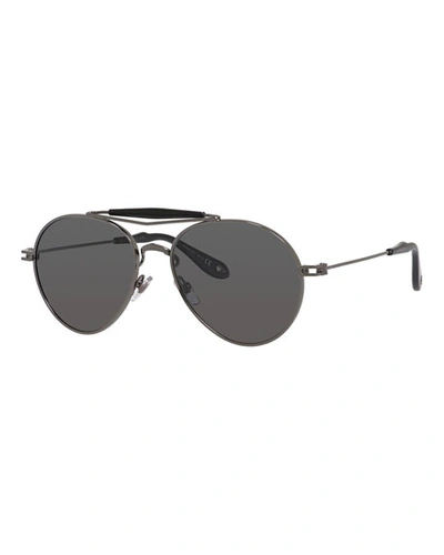 Givenchy Metal Polarized Aviator Sunglasses, Grey