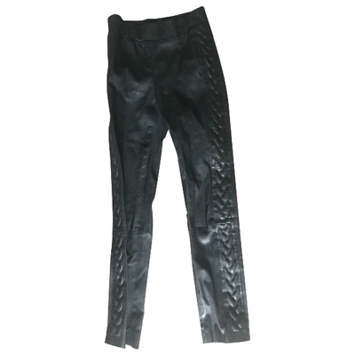 Pre-owned Les Chiffoniers Leather Straight Pants In Black