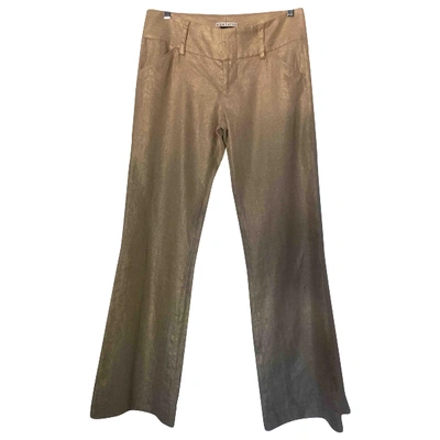 Pre-owned Alice And Olivia Linen Large Pants In Gold