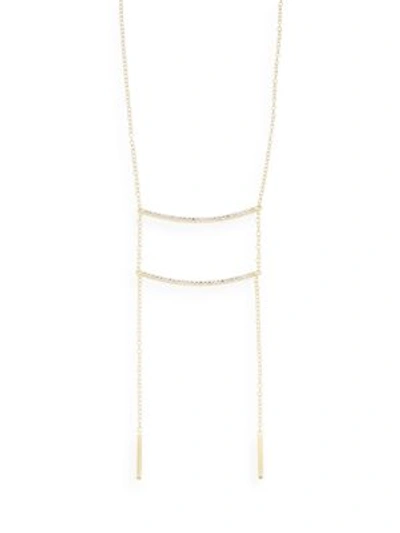 Elizabeth And James Ollie White Topaz Bar Chain Necklace In Gold