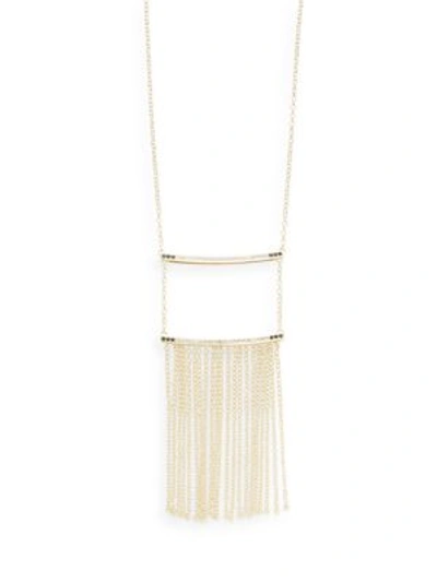 Elizabeth And James Vago Black Spinel & White Topaz Fringe Pendant Necklace In Gold