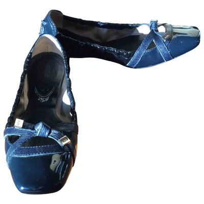 Pre-owned Tod's Patent Leather Ballet Flats In Blue
