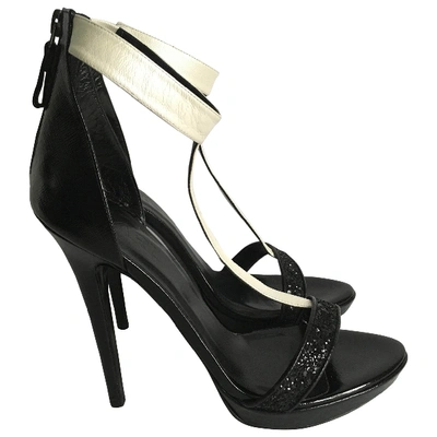 Pre-owned Karl Patent Leather Sandals In Black