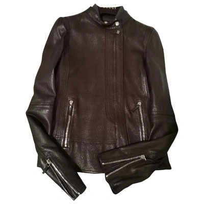 Pre-owned Gucci Leather Biker Jacket In Brown