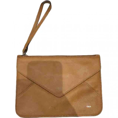 Pre-owned Chloé Leather Clutch Bag In Camel