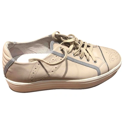 Pre-owned Alberto Guardiani Leather Lace Ups In Beige