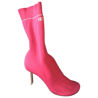 Pre-owned Vetements Cloth Ankle Boots In Pink