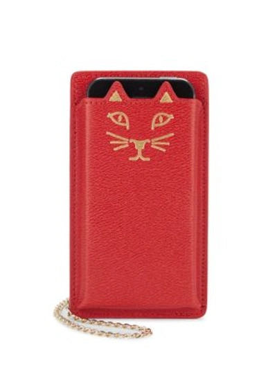 Charlotte Olympia Feline Iphone 5 Leather Case In Red