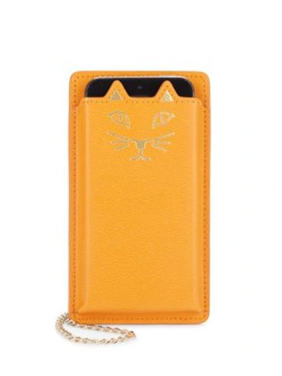 Charlotte Olympia Feline Iphone 5 Leather Case In Orange