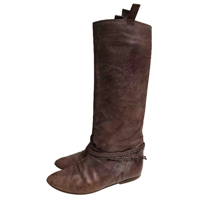 Pre-owned Golden Goose Leather Riding Boots In Brown