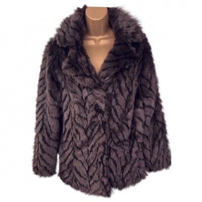 Pre-owned Aquascutum Brown Faux Fur Coat