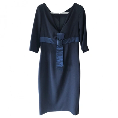 Pre-owned Alexander Mcqueen Wool Mid-length Dress In Blue