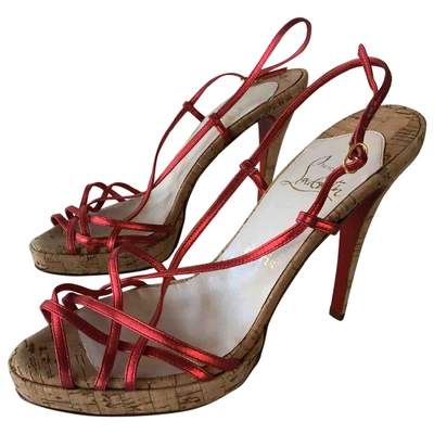 Pre-owned Christian Louboutin Cloth Sandal In Red