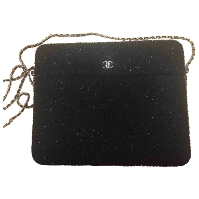 Pre-owned Chanel Tweed Clutch Bag In Black