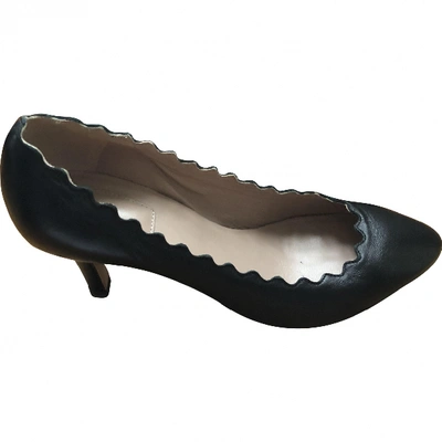 Pre-owned Chloé Pointy Lauren Leather Heels In Black