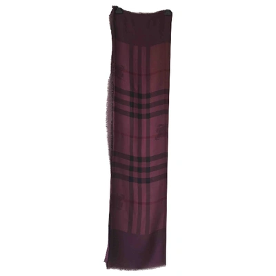 Pre-owned Burberry Cashmere Stole In Burgundy