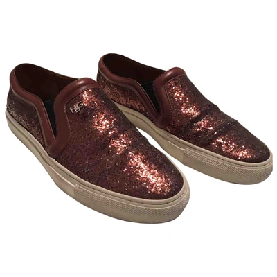 Pre-owned Givenchy Glitter Trainers In Burgundy