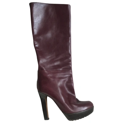 Pre-owned Marni Leather Boots In Burgundy