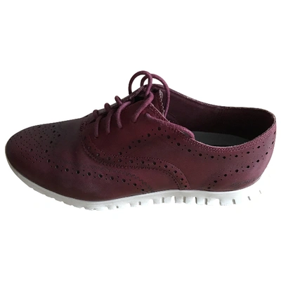 Pre-owned Cole Haan Leather Lace Ups In Burgundy