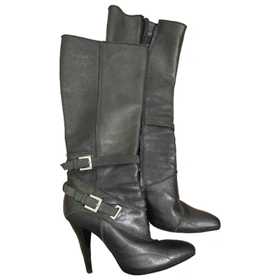 Pre-owned Versace Leather Boots In Grey