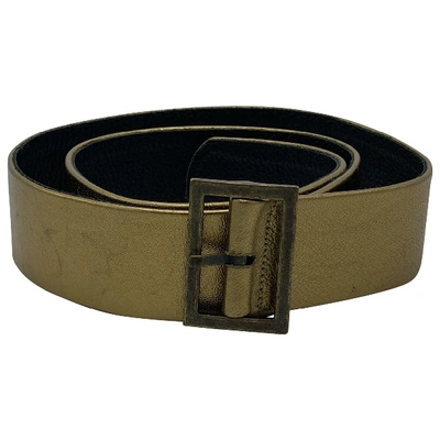 Pre-owned Reem Acra Leather Belt In Gold