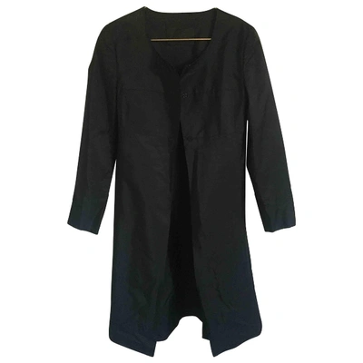 Pre-owned Prada Silk Trench Coat In Black