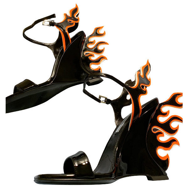 prada black flame heels