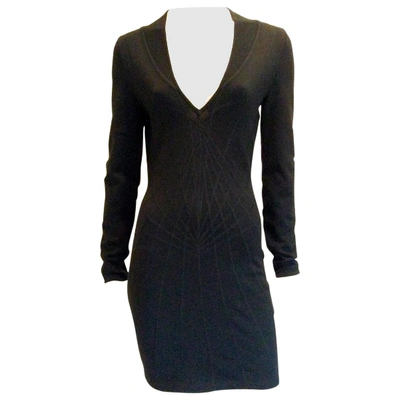 Pre-owned Mugler Wool Mid-length Dress In Black