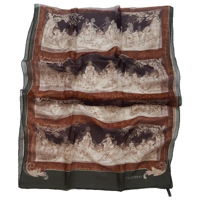 Pre-owned Valentino Silk Stole In Brown