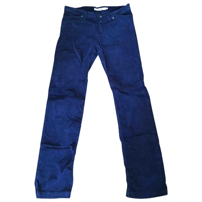 Pre-owned Aspesi Velvet Straight Pants In Blue
