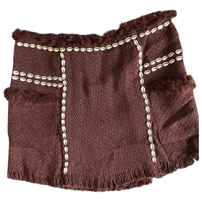 Pre-owned Isabel Marant Linen Mini Skirt In Burgundy