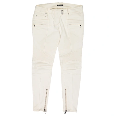 Pre-owned Balmain Ecru Cotton Jeans