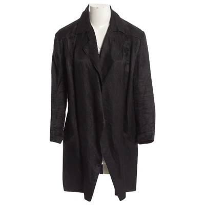 Pre-owned Nina Ricci Linen Coat In Black