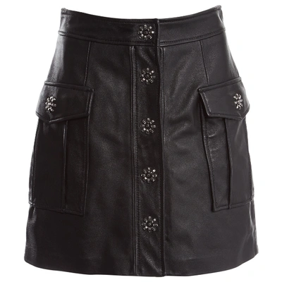 Pre-owned Michael Kors Leather Mini Skirt In Black