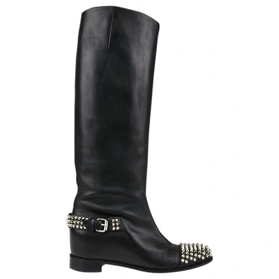 Pre-owned Christian Louboutin Egoutina Leather Boots In Black