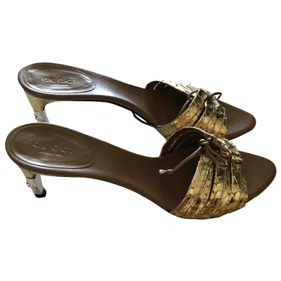 Pre-owned Gucci Gold Python Sandals