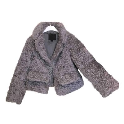 Pre-owned Marc Jacobs Faux Fur Peacoat In Grey