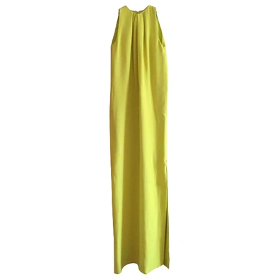Pre-owned Dior Silk Maxi Dress In Yellow