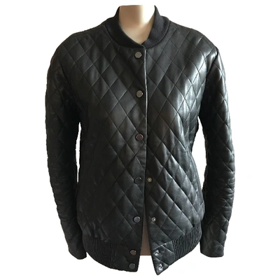 Pre-owned American Retro Black Leather Jacket